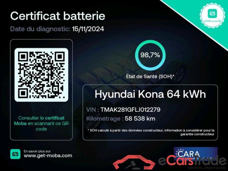 Hyundai ELECTRIQUE 64 kWh 204 ch Intuitive Kona Intuitive Electrique 2WD 64kWh BVA #2