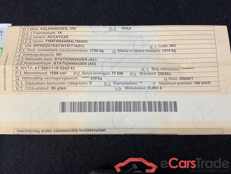 VOLKSWAGEN Golf VI Golf BlueMotion 1.6 l TDI 77 kW (105 PS)5-speed #4