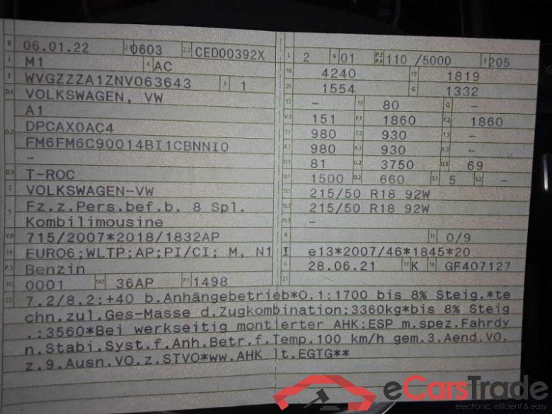 Volkswagen T-Roc (A11)(09.2017->2021) DE - SUV5 1.5 TSI EU6d, Style OPF (EURO 6d), 2020 - 2022 #6