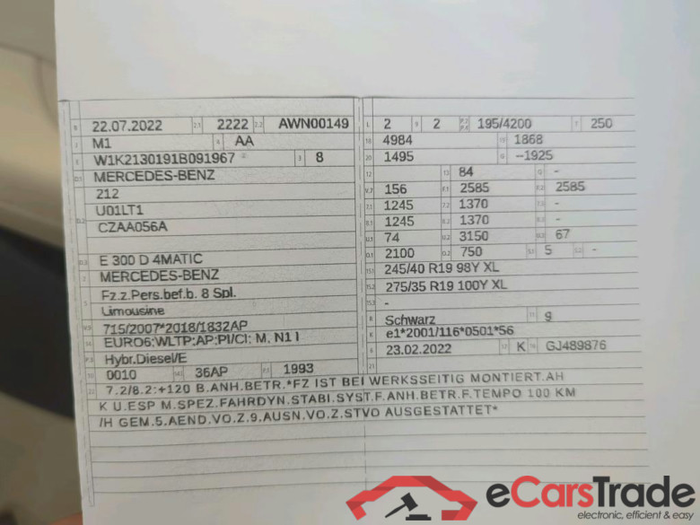 E -Klasse Lim. E 300 d 4Matic (213.019)AMG 2.0 AMG Line 210KW AT9 E6d #6